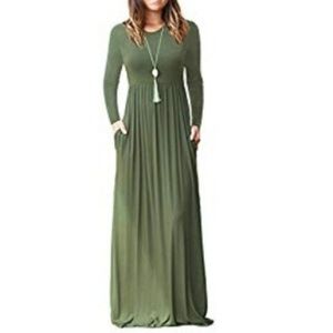 Floor length long sleeve pocket dress